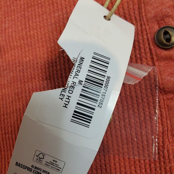 Natural Reflections Thermal Walffle Knit Henley Shirt M Mineral Red Outdoors - Picture 10 of 12